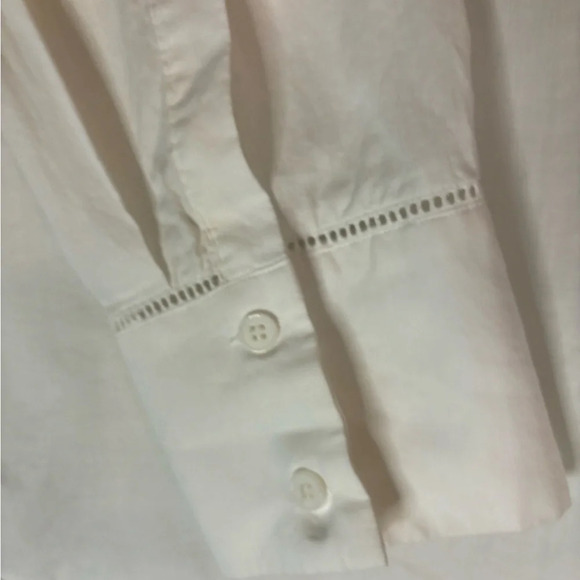 Zara Womens Long Sleeve Tissue Cotton Woven Button Down Top Wide Cuffs sz Med - Picture 4 of 4